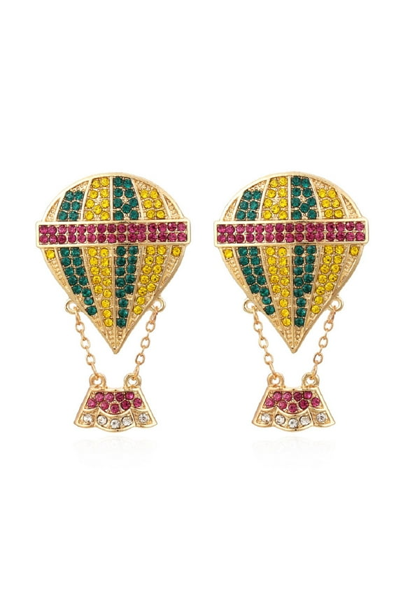 Hot Air Balloon Earrings for Women, Colorful Hot Air Balloon Stud Earrings, Beaded Hot Air Balloon Statement Earrings Hypoallergenic, Cute Balloon Earrings Studs