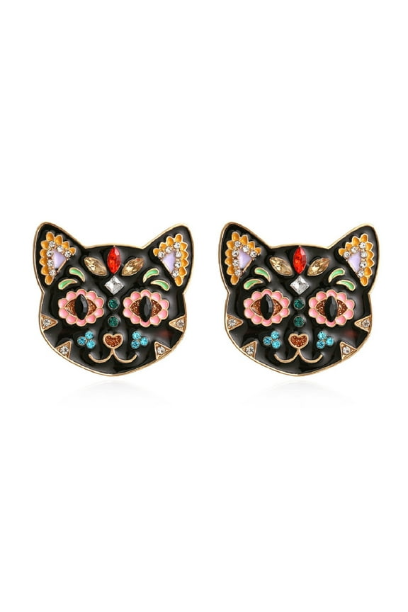 Kitten Earrings for Women, Cute Cat Statement Stud Earrings, Black Cat Head Earrings Hypoallergenic, Lovely Cat Animal Earrings Studs, Funny Cat Bohemian Ear Studs, Cat Animals Earrings