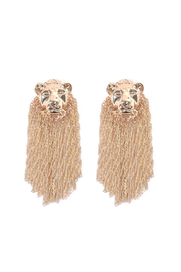 Lion Earrings for Women, Cute Animal Lion Tassel Earrings, Gold Mane Lion Dangle Earrings Hypoallergenic, Bohemian Lion Drop Earrings, Golden Lion Head Earrings Studs