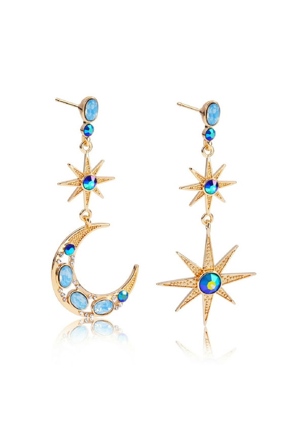 Moon Statement Earrings for Women, Crescent Moon Star Dangle Earrings, Sun Moon Stars Drop Earrings Hypoallergenic, Cute Moon Jewelry Funny Earrings