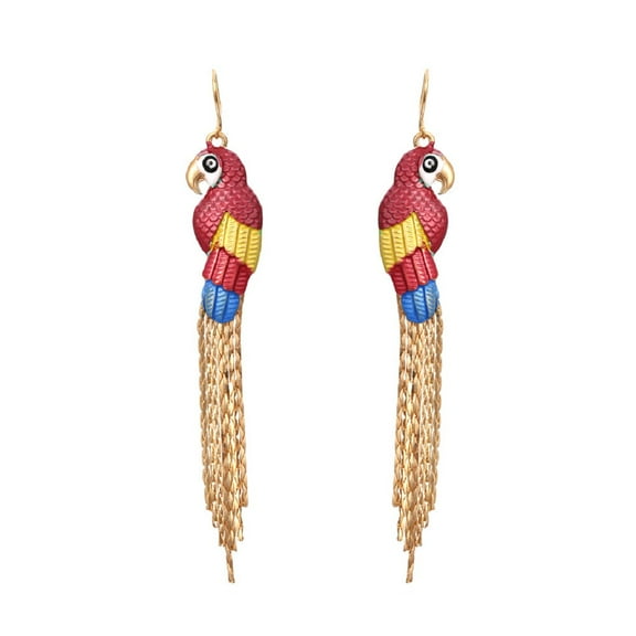LongcreekX Parrot Earrings for Women, Cute Parrot Tassel Earrings, Parrot Bird Dangle Earrings Hypoallergenic, Tropical Parrot Drop Earrings, Bohemian Parrot Animal Statement Earrings