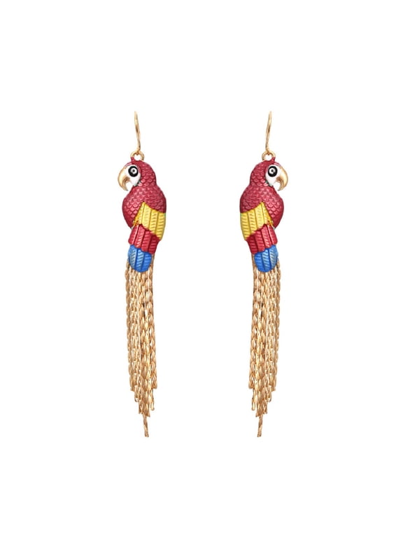 Parrot Earrings for Women, Cute Parrot Tassel Earrings, Parrot Bird Dangle Earrings Hypoallergenic, Tropical Parrot Drop Earrings, Bohemian Parrot Animal Statement Earrings