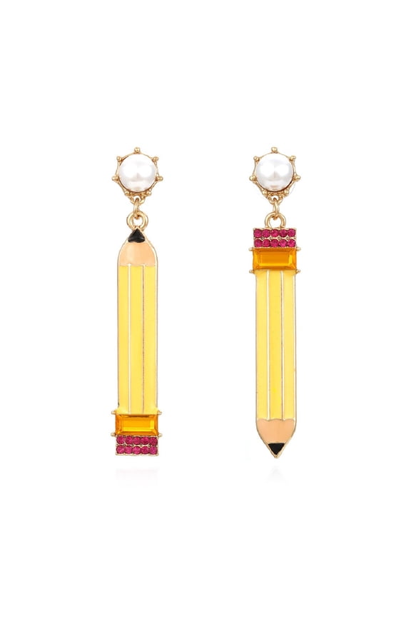 Pencil Earrings for Women, Pearl Pencil Earrings, Teacher Pencil Dangle Earrings Hypoallergenic, Cute Pencil Earrings Studs, Student Pencil Earrings, Pencil Jewelry Funny Earrings