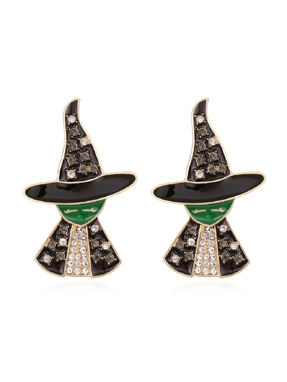 Witch Statement Earrings for Women, Black Witch Hat Stud Earrings, Halloween Witch Earrings Hypoallergenic, Cute Witch Earrings Studs, Witch Head Ear Studs, Halloween Funny Earrings