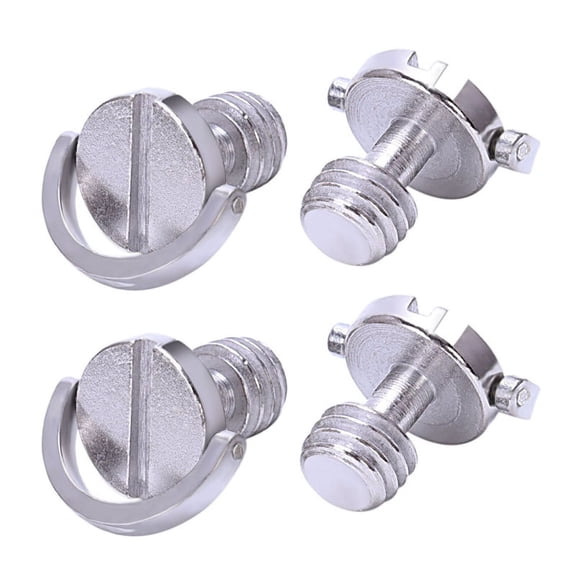 Longer Shaft D-Ring Screw 3/8 Inch-16 Thread Camera Tripod Quick Release Fixing Screw Adapter (Pack of 4),4 x Fixing screw adapter,Silver