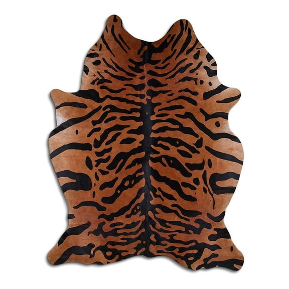Longest PRINTED cowhide rugs for sale JAVA TIGER ON BEIGE rug