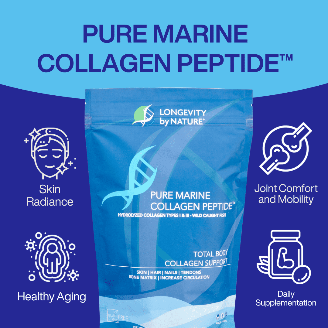 Longevity By Nature Polvo de Péptidos de Colágeno Marino, Suplemento de Colágeno Hidrolizado, 7.1 Oz, 1 Unidad