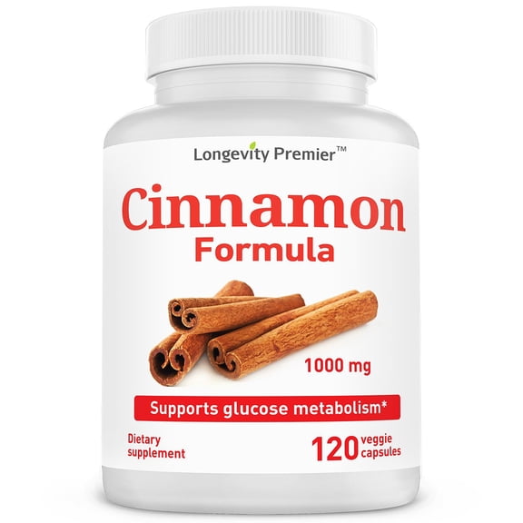 Longevity Cinnamon Formula: Support Healthy Blood Sugar and Promote Overall Wellness. 5:1 Extract. 120 VCaps