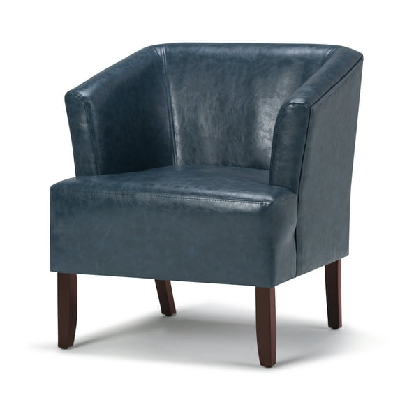 Longford 29 inch Wide Mid Century Modern Tub Chair in Denim Blue Bonded Leather
