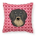 thumbnail image 1 of Longhair Black and Tan Dachshund Fabric Decorative Pillow, 1 of 2