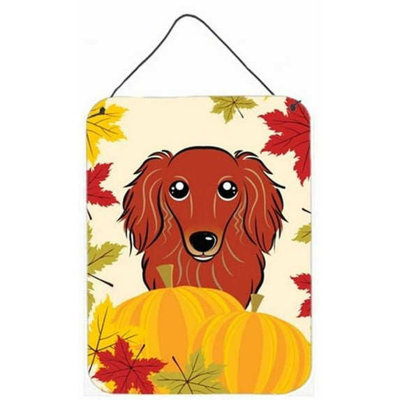 Longhair Red Dachshund Thanksgiving Wall or Door Hanging Prints