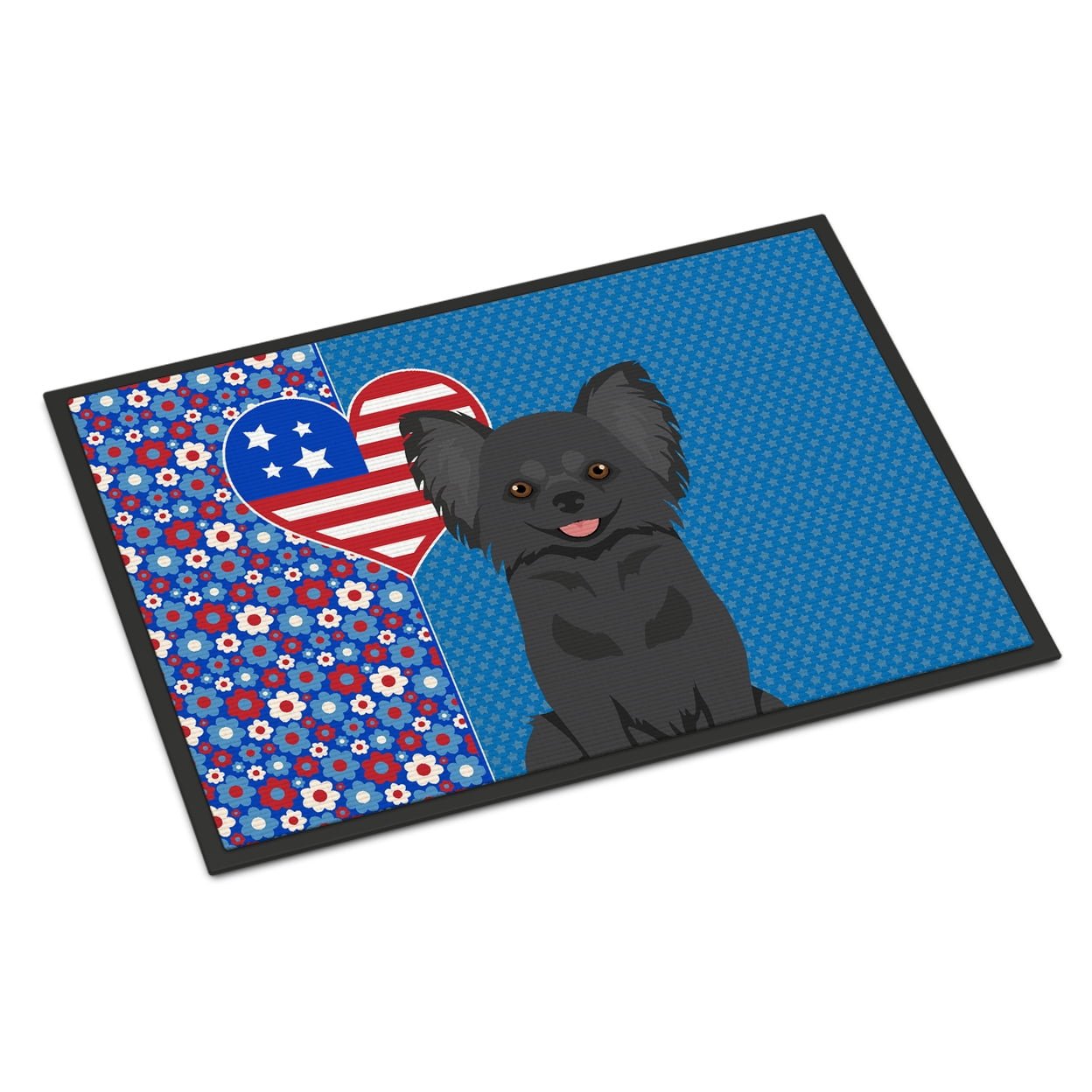Longhaired Black Chihuahua Indoor or Outdoor Mat 24x36 36 in x 24 in