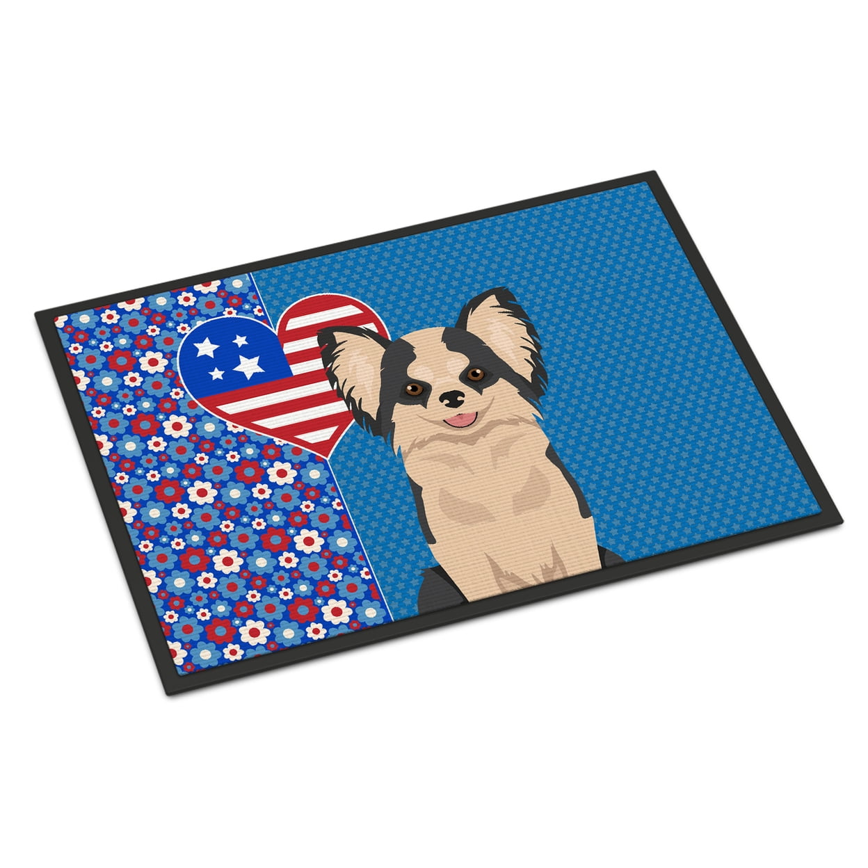 Longhaired Black and White #2 Chihuahua Indoor or Outdoor Mat 24x36 36 in x 24 in
