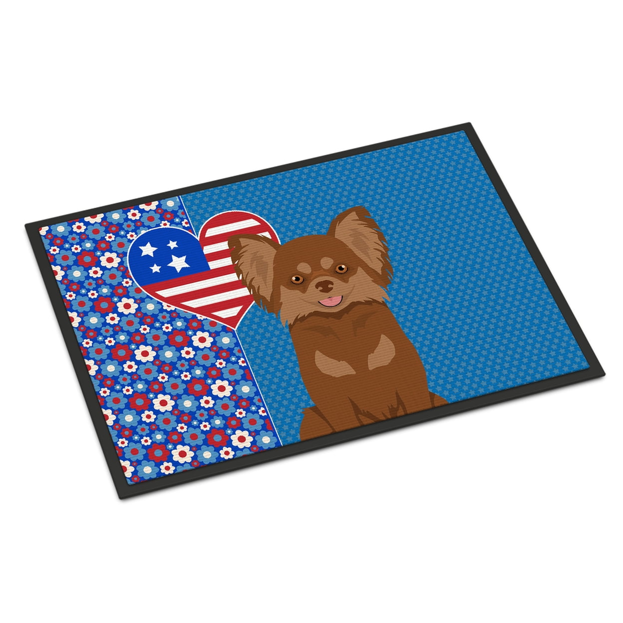 Longhaired Chocolate and Tan Chihuahua Indoor or Outdoor Mat 24x36 36 in x 24 in
