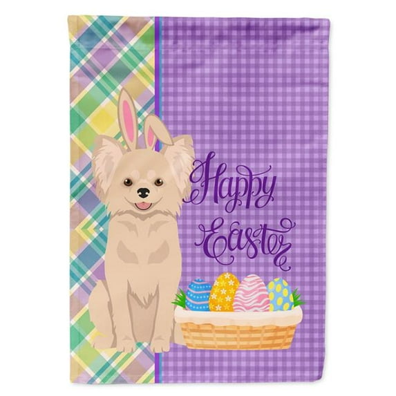 Longhaired Cream Chihuahua Easter Flag Garden Size