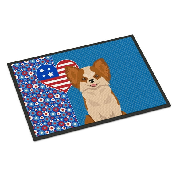 Longhaired Red and White Chihuahua Indoor or Outdoor Mat 24x36 36 in x 24 in