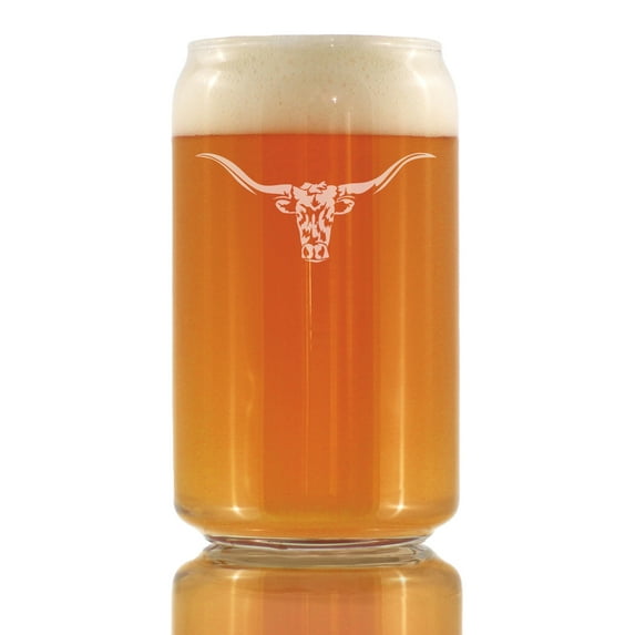 Bevvee Beer Can Pint Glass 16 oz Longhorn Gifts for Texas Enthusiasts Beer Glasses