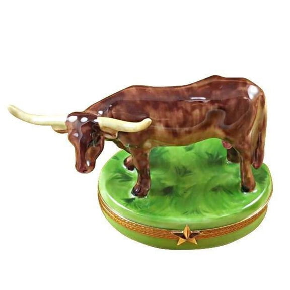Longhorn Bull with Removable Insert Limoges Box | Gift Limoges Box Porcelain Figurine
