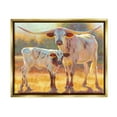 thumbnail image 1 of Longhorn & Calf Standing Farm Field Animals & Insects Painting Metallic Gold Framed Art Print Wall Art, 1 of 6
