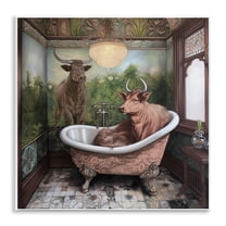 Stupell Industries Longhorn Cattle Bath Time Tub Wall Plaque Art, design by Sasha