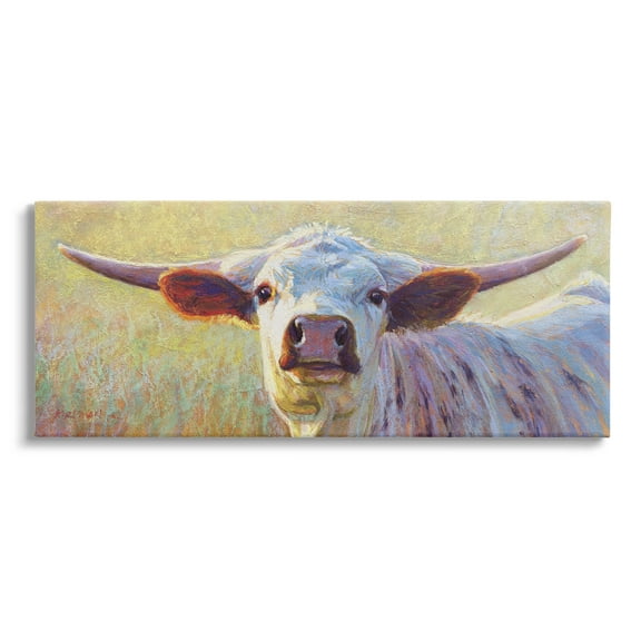 Longhorn Cattle Portrait Painting Animals & Insects Painting Gallery Wrapped Canvas Print Wall Art