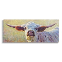 Longhorn Cattle Portrait Painting Animals & Insects Painting Gallery Wrapped Canvas Print Wall Art
