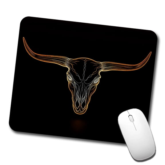 Longhorn Cattle Skull Outline Mouse Pad Low Profile Gaming Mat
