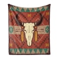 thumbnail image 1 of Longhorn Soft Flannel Fleece Throw Blanket, Themed Illustration of Bull Head Inspired Ornamental Image, Cozy Plush for Indoor and Outdoor Use, 70" x 90", Multicolor, by Ambesonne, 1 of 5