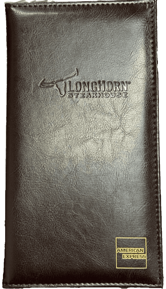 Longhorn Steakhouse American Express Restaurant Check Presenter Double Panel, 1 Unit