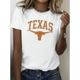 thumbnail image 1 of Longhorn TEXAS Casual Crew Neck T-Shirt For Women's, Comfortable Fit Graphic Tees, Suitable For All Seasons, Daily Wear Clothes, School Wear, Street Wear Tops, 1 of 6