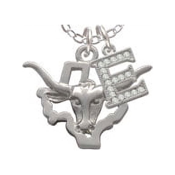 Longhorn - Texas - E - Crystal Initial Sophia Necklace, 18"+1"