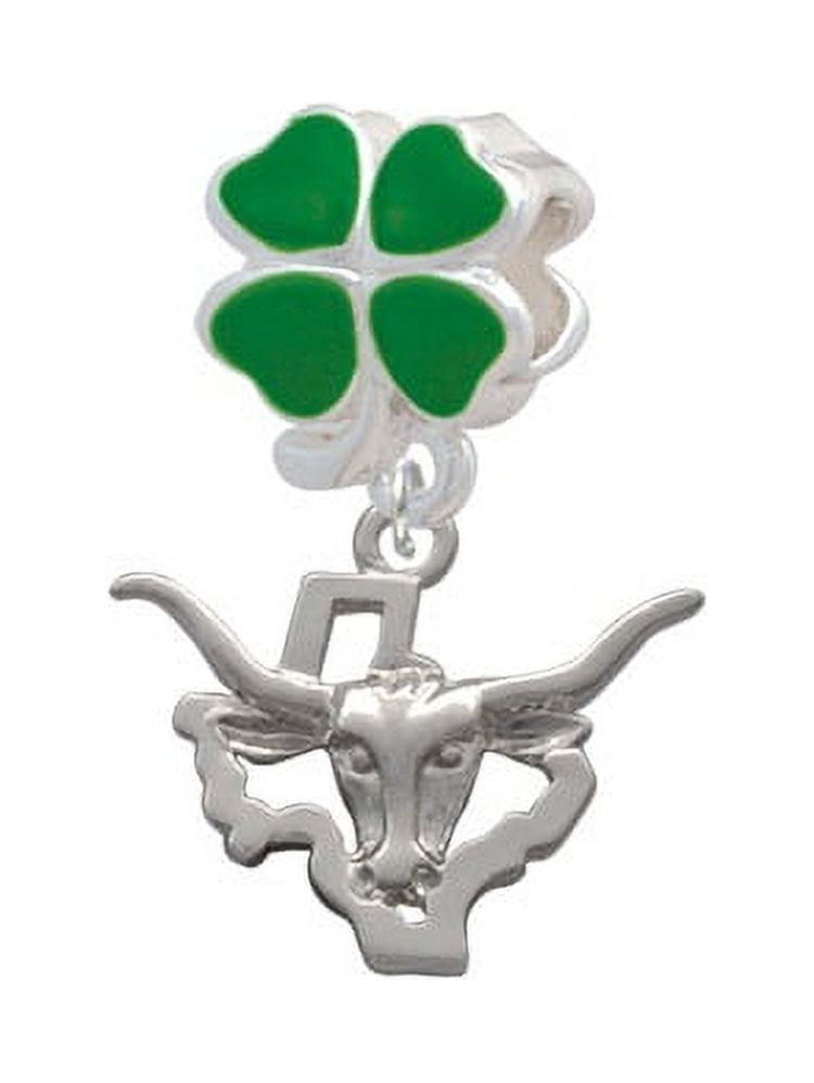 Longhorn - Texas - Green Four Leaf Clover Charm Bead
