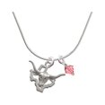 thumbnail image 1 of Longhorn - Texas - Pink Bicone Crystal Necklace, 1 of 1