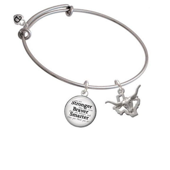 Longhorn - Texas Stronger Braver Smarter Bangle Bracelet