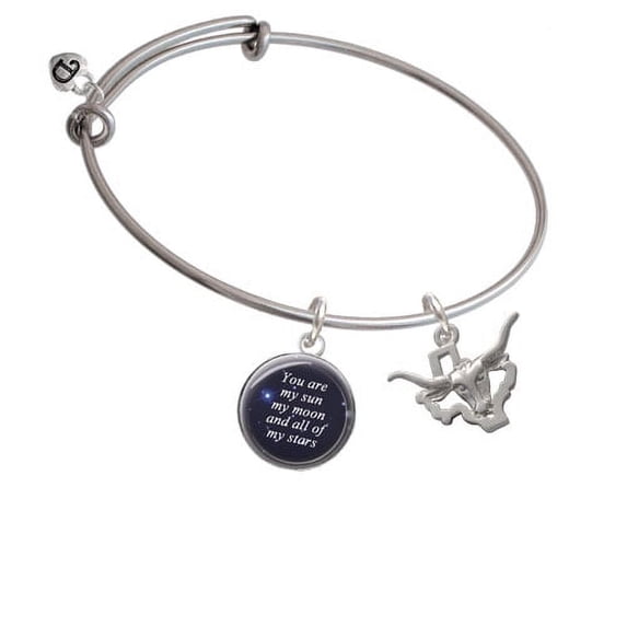 Longhorn - Texas You Are My Sun Moon Stars Bangle Bracelet