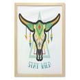 thumbnail image 1 of Longhorn Wall Art with Frame, Vivid Bohemian Style Graphic with Ornaments and Stay Wild Typography, Printed Fabric Poster for Bathroom Living Room Dorms, 23" x 35", Multicolor, by Ambesonne, 1 of 2