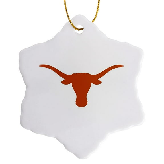 3drose, Longhorns, 3 inch Snowflake Porcelain Ornament