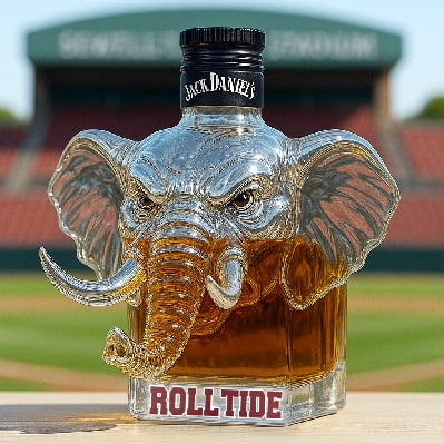 Longhorns Elephant Borosilicate Glass Whiskey Decanter - 350ml Animal Sculpture Spirit Bottle, Premium Gift for Home Bar, Unique Wine & Liquor Display Collection