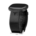 thumbnail image 1 of Longhorns Premium Leather Unisex Watch Band for FitBit Versa 3 and Sense (Long Black) by Affinity Bands, 1 of 4