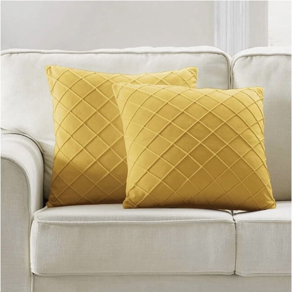 Longhui Bedding Velvet Throw Pillow Covers 18*18 Inches Set Of 2 Yellow