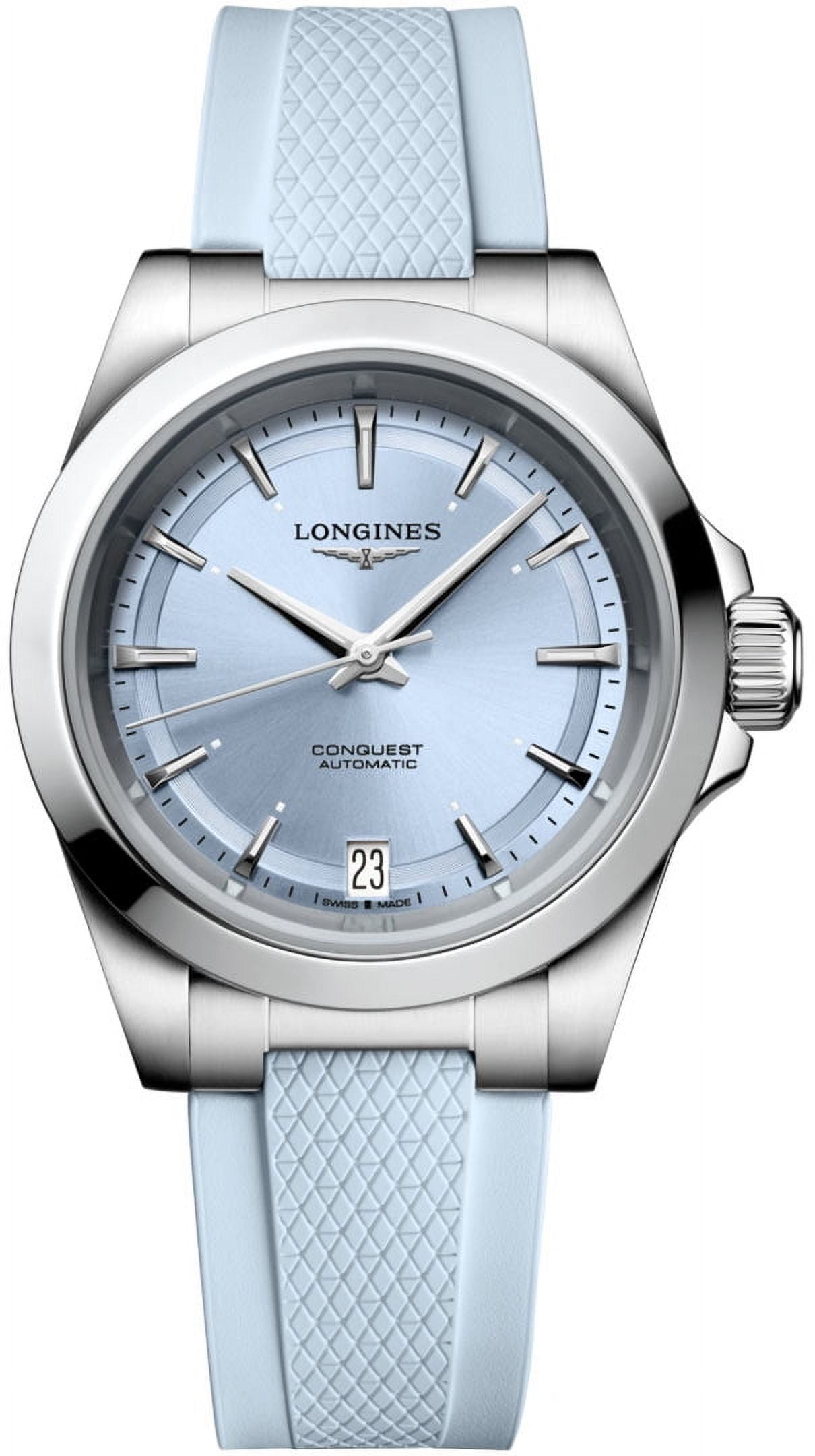 Longines Conquest Automatic 34mm Blue Dial Rubber Strap Women's Watch L3.430.4.92.9