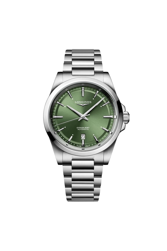 Conquest Automatic Stainless Steel Green Dial Date Mens Watch L38304026