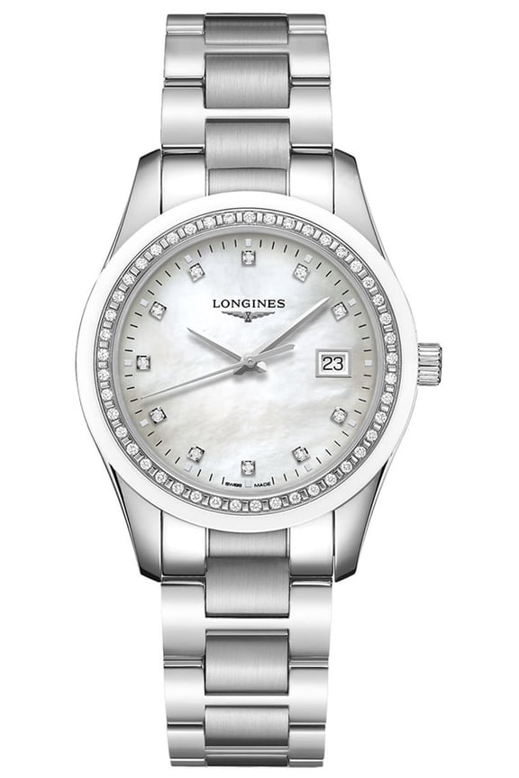 Conquest Classic Mother of Pearl Dial Diamond Stainless Steel Women's Watch L2.387.0.87.6