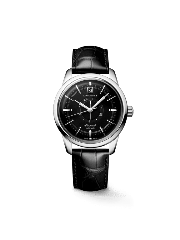 Conquest Heritage Automatic Black Dial Leather Strap Men's Watch L1.648.4.52.2
