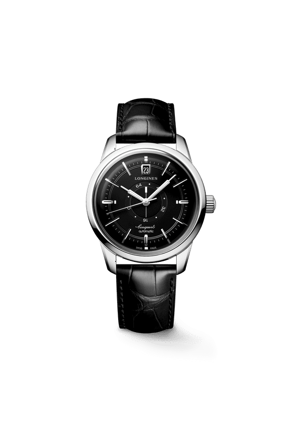 Conquest Heritage Automatic Black Dial Leather Strap Men's Watch L1.648.4.52.2