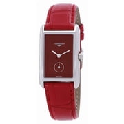 Longines DolceVita Monochrome Stainless Steel Red Dial Red Leather Strap Quartz Womens Watch L55124912