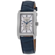 Longines DolceVita Automatic Stainless Steel Silver Dial Blue Leather Strap Date Mens Watch L57674739