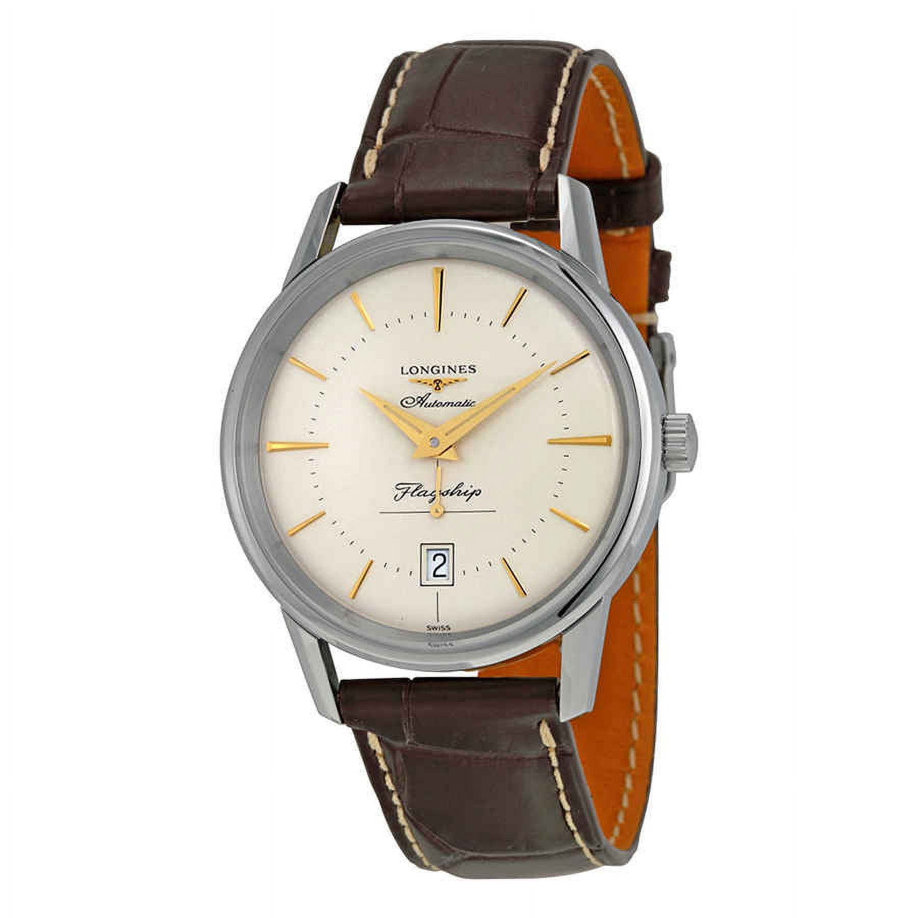 Longines Heritage Flagship Automatic Silver Dial Brown Leather Men's ...