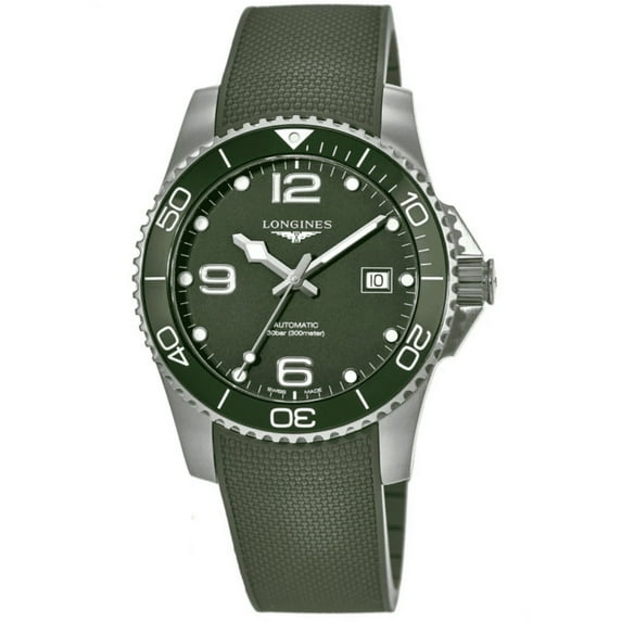 Longines HydroConquest Automatic 41mm Green Dial Rubber Strap Men's Watch L3.781.4.06.9
