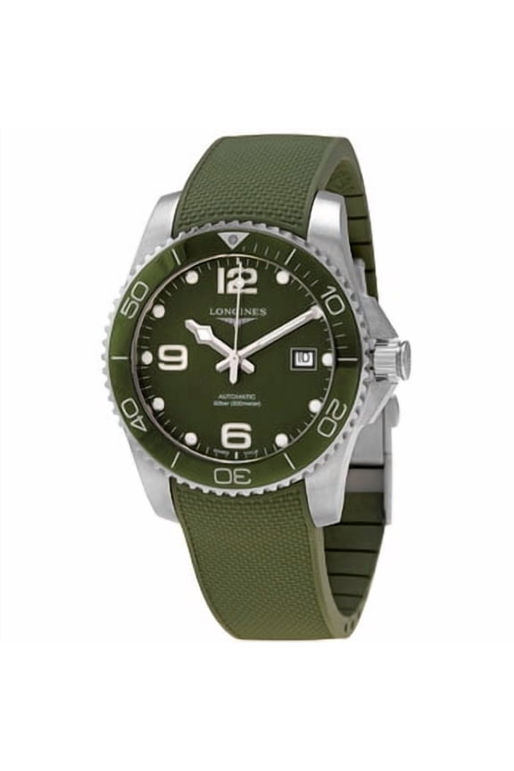 HydroConquest Automatic Green Dial Rubber Strap Men's Watch L3.781.3.06.9